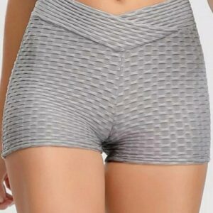 Gray High Waist Butt Lift Sport Gym Workout Training Running Shorts